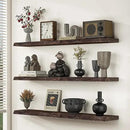 55 Inch Floating Shelves, Live Edge Elm Wood Floating Shelf for Wall, Wall-Mounted Display Shelves with Invisible Heavy-Duty Bracket, Long Floating Shelf for Kitchen, Living Room, Walnut Finish by CozyNest Decor