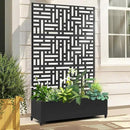 Raised Garden Bed with Trellis and Wheels,73"x47"x16" Metal Raised Garden Bed,Black Modern Metal Planter with Climbing Trellis for Vines & Vegetables by GreenHaven Gardens