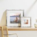 Vittanly 8x8 Picture Frames Set of 9, Shatter Resistant Plexiglass, Display 4x4 Pictures with Mat or 8x8 without Mat, Photo Frames for Wall Mount, Engineered Wood, Distressed White by CozyNest Decor