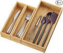 BAMEOS 3-Piece Bamboo Drawer Organizer, Utensil Organizer for Drawer, Junk Drawer Organizer for Kitchen Bathroom, Dressing Room, Office, Pantry (Natural) by CozyNest Decor