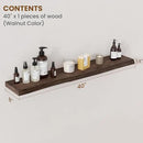 Floating Shelves for Wall Decor, Rustic Solid Elm Wood Live Edge Floating Shelves Wall Mounted, Wall Shelves with Invisible Bracket for Living Room Bathroom Bedroom Kitchen, 40 Inch Set of 1, Walnut by CozyNest Decor