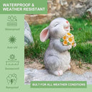 Solar Rabbit Garden Statues Outdoor Bunny Decor Resin Rabbit Figurine Holding Sunflower with LED Lights for Proch Patio Lawn Yard Christmas Housewarming Gardening Gifts for Mom Grandma by GreenHaven Gardens
