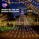 4th of July Decorations Lights, Red White Blue String Lights 320 LED 11.5 Ft Flag Stars Patriotic Light with Big Star Topper Waterproof 8 Light Modes for Indoor Outdoor Memorial Day Independence Day by GreenHaven Gardens