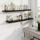 Fun Memories 48 Inch Deep Floating Shelves for Wall, 2 Pack of Long Wall Mounted Wood Shelves with Invisible Brackets for Bathroom, Bedroom, Living Room, Kitchen Decor and Storage, Black by CozyNest Decor