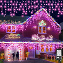 Christmas Icicle Lights Outdoor, 66Ft 640 LED Icicle Lights for Outside with 8 Modes Timers, Waterproof Plug in Twinkle String Light for House Yard Eave Patio Party Holiday Decorations, Pink by GreenHaven Gardens