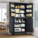 74.8" Tall Metal Food Cabinet, Black Kitchen Pantry Cabinet, Storage Cabinets with 4 Door and 4 Adjustable Shelves, Steel Freestanding Cupboard for Kitchen Dining Room Living Room Bathroom by CozyNest Decor