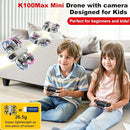 K100Max Mini Drones With Camera For Kids And Begginers, Indoor Small Helicopter Plane Quadcopter With Screen Remote Controller, Gift Toy for Boys and Girls, Headless Mode, 2 Batteries(Gray) by TinyTreasures Baby Boutique