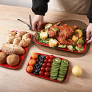 Vicrays Ceramic Rectangle Serving Platters - 14" 12" 10" Porcelain Serving Trays Plates for Party BBQ Appetizers Sushi Dessert - Microwave Oven and Dishwasher Safe - Set of 3 Red by CozyNest Decor