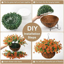 Artificial Faux Hanging Plants Flowers Basket Outdoor Indoor Patio Lawn Garden Spring Decor, Fake Silk Daisy in Basket with 12inch Coconut Lining Chain Palm Flowerpot(Orange) by GreenHaven Gardens