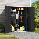 KINYING Outdoor Vertical Storage Shed,57 Cu.ft Outdoor Storage Cabinet Waterproof,Resin Sheds & Outdoor Storage Clearance for Garden,Patio,Backyard,Lockable (Black) by GreenHaven Gardens