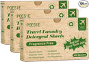 Poesie Laundry Detergent Sheets for Travel Portable Liquidless Cloth Washing Sheets Laundry Strips 3 Box per Pack Total 120 Count Fragrance Free by CozyNest Decor