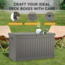 NUNU LAB 230 Gallon Large Resin Deck Box, Waterproof Outdoor Storage Box, Lockable Storage Bin for Patio Furniture, Garden Tools, Pool Accessories, UV-Resistant & All-Weather, Grey