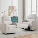 Swivel Rocker Recliner, Oversized Manual Nursery Glider Rocking Recliner with Removable Cushion, Upholstered Teddy Boucle Swivel Reclining Chair for Nursery Living Room Bedroom, Teddy Grey by TinyTreasures Baby Boutique
