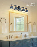 FEMILA 5 Light Bathroom Vanity Light, 37.4" Bathroom Lighting Fixtures Over Mirror, Blue Finish, E26 Base, 4FG59B-5W Blue by CozyNest Decor