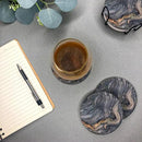 Emerson Coasters for Drinks Absorbent – Natural Stone Drink Coasters Set with Holder, Coasters for Coffee Table, Wooden Tabletop Protection Marble Style – 100% Heavy Duty Set of 6 (Magma) by CozyNest Decor