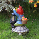 Gnome and Turtle Garden Decor, Large Outdoor Garden Sculptures & Statues, Outside Patio Yard Lawn Decorations, Housewarming for Women, Mom, Grandma with Solar Lantern by GreenHaven Gardens