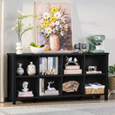 8 Cube Book Shelf, Farmhouse Wood Long Storage Organizer Bookcase, 62" Horizontal Black Console Closet Bookshelf, Hallway TV Stand for Entryway, Display Cabinet Book Case for Living Room by CozyNest Decor
