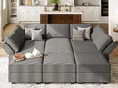 Belffin Modular Sectional Sleeper Sofa Couch with Storage Ottoman Convertible Sectional Couches for Living Room Terry Reversible Chaise. Light Grey Sofa by CozyNest Decor