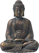 Glitzhome GH20384 22.75" Indoor Outdoor Sitting Meditating Buddha Zen Statue, 22.75 Inch Tall, Bronze by GreenHaven Gardens