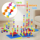 Peg Board Toy set 73Pcs DIY Building Stacking Toys for Kids 3-6 Years Old,STEM Educational Kids Toy for Brain Development,Montessori Sensory Toys,Upgrade Various Foam Board Plastic Lacing String Game by TinyTreasures Baby Boutique
