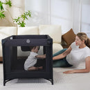 Pamo Babe Portable Crib Baby Playpen with Mattress and Carry Bag (Black) by TinyTreasures Baby Boutique