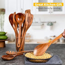 GUDAMAYE 11 PCE Wooden Spoons for Cooking, Wooden Kitchen Utensils Set,Wooden Cooking Utensils,Natural Teak Wooden Spoons For Non-stick Pan by CozyNest Decor