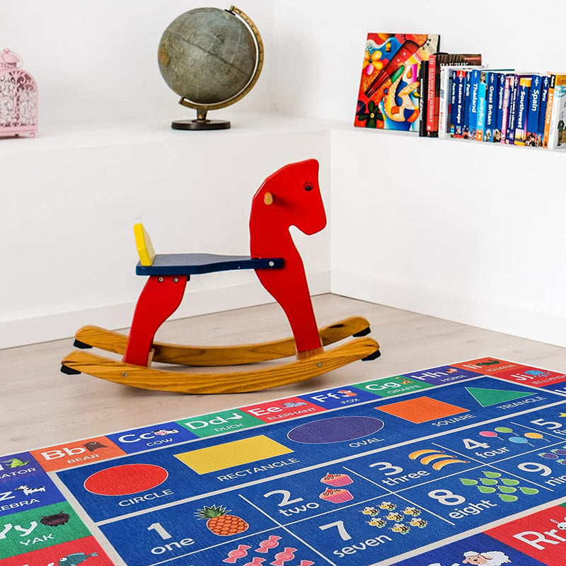 Sussex Home Low Pile Kids Rug for Playroom - Washable Cotton Educational Rug for Kids Room - 39.5 x 59 Inches - Play Rug Pattern