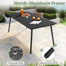 Outdoor Dining Table for 6, 70inch Patio Dining Table with Wooden-Like Top and Aluminum Frame, Rectangular Table with Umbrella Hole Outdoor Furniture, Only Table, Black by GreenHaven Gardens