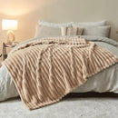 NEWCOSPLAY Super Soft Twin Blanket Brown Premium Silky Flannel Fleece 3D Ribbed Jacquard Lightweight Bed Blanket All Season Use (Brown Ribbed, Twin(60"x80")) by CozyNest Decor