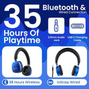 Puro Sound Labs PuroQuiet Plus Noise Cancelling Headphones for Kids, Bluetooth Kids On Ear Headphones with Mic, Lightweight On-Ear Design, Studio-Grade Sound (Blue) by TinyTreasures Baby Boutique