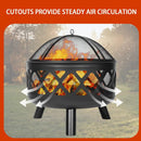 Red Mountain Valley 24'' Outdoor Wood Burning Fire Pit with Spark Screen, Fire Poker, Cover, 2-in-1 Functionality Cross-Woven Steel Fire Pits for Outside, Outdoor Fireplace for Camping,Patio,Backyard by GreenHaven Gardens