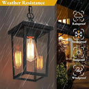 LOG BARN Outdoor Pendant Light Fixture, Farmhouse Exterior Lights, Anti-Rust Ceiling Outdoor Light with Clear Glass, Lantern Hanging Light for Front Door, Entry, Porch, and Gazebo by CozyNest Decor