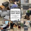 LINMAGCO Ottoman Storage Ottoman with Storage Small Foot Rest Stool Under Desk Stool Short Folding Footrest Linen Cloth Light Gray 16X12X12IN