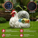 Solar Chicken Garden Statue Lights for Outdoor Decor with Cracked Glass LED Rooster Figurine Lighting Resin Succulent Hen Decorations for Patio Lawn Yard Home Housewarming Mom Wowen Gifts by GreenHaven Gardens