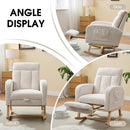 NIOIIKIT Nursery Rocking Chair, Corduroy Upholstered Rocking Chair with Adjustable Footrest, Tufted Rocker Chair with Side Pocket, Glider Rocker for Living Room, Bedroom (Cream Casual) by TinyTreasures Baby Boutique