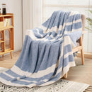 NEXHOME PRO Stripe Cozy Blanket Twin, Knit Fuzzy Throw Blanket for Couch Bed Sofa Picnic, Ultra Soft Blankets for Women Gifts Blue50 x 60 inches by TinyTreasures Baby Boutique