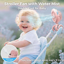 2025 Upgarded 4000mAh Misting Baby Stroller Fan, Rechargeable Battery Operated,Max 15Hrs Cooling,50ml Portable Water Sprayer Misting Fan with Flexible Tripod Clip on Car Seat Crib Treadmill Bunk Bed by TinyTreasures Baby Boutique