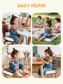 Booster Seat for Kitchen Chair, Adjustable Washable Safety Belts Toddler Booster Seats, PU Non-Slip Kids Dining Table Booster Seat, Portable Travel Increasing Cushion for Child Kid Boy Girl - Gray by TinyTreasures Baby Boutique