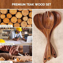 Wooden Spoons for Cooking, 10PCS Teak Wood Cookware Utensil Set with Hooks - Smooth Finish, Non-Stick, Comfortable Grip, Heat Resistant Kitchen Utensils by CozyNest Decor