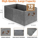 10 Pack Large Capacity Storage Bins, 25L Fabric Closet Organizer With Handles, Collapsible Baskets for Shelves, Clothing, Sheets, Books, Toys (Gray) by TinyTreasures Baby Boutique