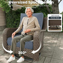 8 Pieces Outdoor Patio Furniture Sets with Rocking Swivel Chairs with 6-inch Thick Cushion and Fire Pit Table for Deck Lawn by GreenHaven Gardens