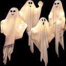 4 Pack Halloween Hanging Ghosts, 27.5 Inch with Light Up Ghost Kit for Indoor Outside Ornaments, Spooky Yard Tree Halloween Decorations Outdoor, Party Décor by CozyNest Decor
