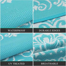 Pauwer Waterproof Outdoor Rug 6x9, Reversible Plastic Straw Patio Camping Rug, Indoor Outdoor RV Mat Carpet for Deck, Camper, Porch, Balcony, Backyard, Picnic, Floral Teal by GreenHaven Gardens