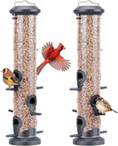 Kingsyard 2 Pack Tube Feeders with 6 Feeding Ports for Outdoors Hanging, Premium Hard Plastic Weatherproof & Steel Hanger, Attracting for Wild Birds (Black) by CozyNest Decor
