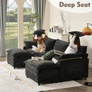 108" U Shaped Couch, Modular Sectional Sofa, 3-Seater Comfy Cloud Couch with Movable Ottoman, Deep Seat Couches for Living Room, Chenille, Black by CozyNest Decor