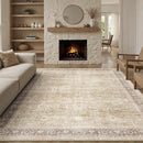 DCX Machine Washable Brown and Beige Area Rug 8x10, Non Slip Stain Resistant Vintage Rug for Living Room Diningroom Bedroom Nursery, Soft Low Pile Large Carpet by CozyNest Decor