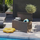 90 Gallon Lockable Resin Deck Box with Wheels, Waterproof & UV-Resistant Outdoor Storage Box for Outdoor Cushion Storage, Garden Tools & Pool Accessories Storage, Gray by GreenHaven Gardens