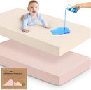Waterproof Crib Mattress Protector Cover Fitted - 2-Pack Quiet Baby Crib Mattress Pad Sheets, 52" x 28" Soft Quilted Cotton Baby Sheet, Machine Washable, Easy Fit, Durable (Cameo/Mavy) by TinyTreasures Baby Boutique