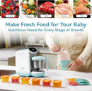 Chefhandy Baby Food Maker, Steamer & Blender, Puree Maker with Auto/Manual Blend, Steam Basket, Bottle Warmer & Sterili-zer, Compact Easy-to-Clean Baby Food Processor (White Blue) by TinyTreasures Baby Boutique