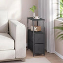 TUTOTAK Small Narrow End Table with Charging Station, Side Table with Outlets, Nightstand with 2 Cloth Drawers, Couch Table, for Living Room, Bedroom, Bedside, Black TB01BK085 by CozyNest Decor